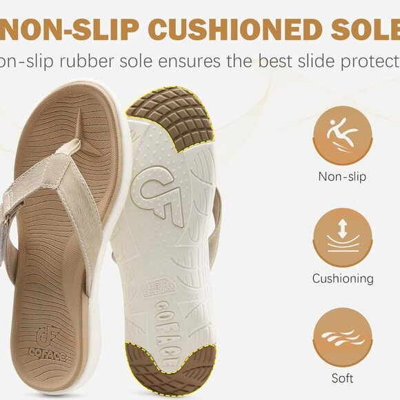 Women Flip Flops Rubber Sole Yoga Cushion Beach Thong Sandals Adjustable - Picture 7 of 7